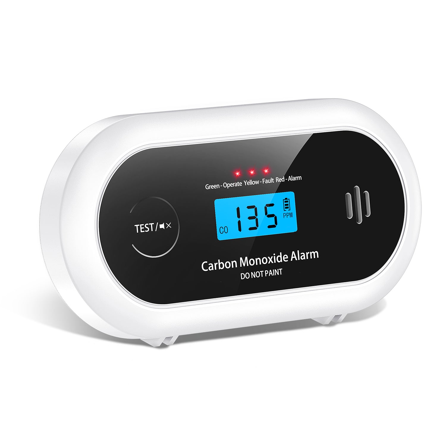 Carbon Monoxide Alarm with Digital LCD Display and Test Button, CO Detector with 5-Year Life Battery, EN 50291, VC22R