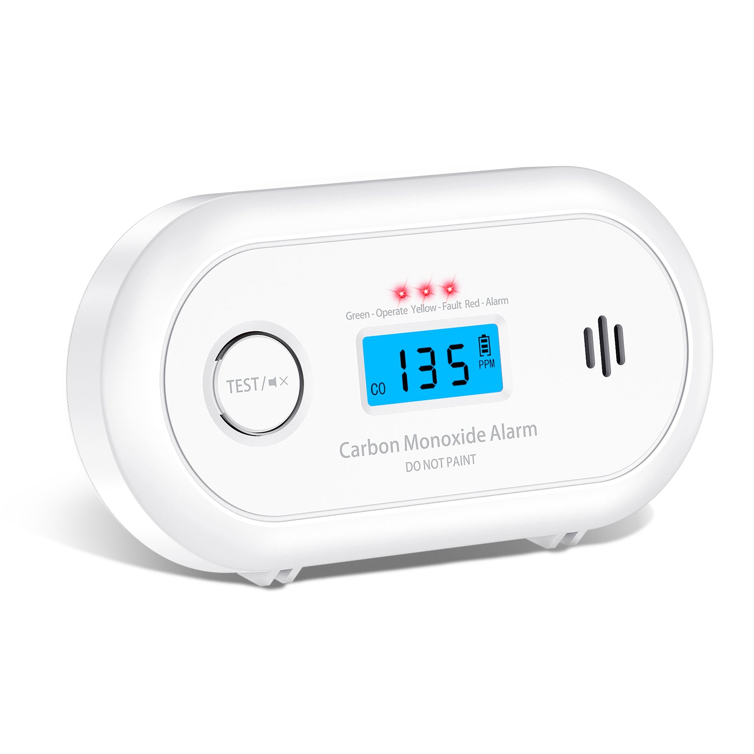 Carbon Monoxide Alarm with Digital LCD Display and Test Button, CO Detector with 5-Year Life Battery, EN 50291, VC22R