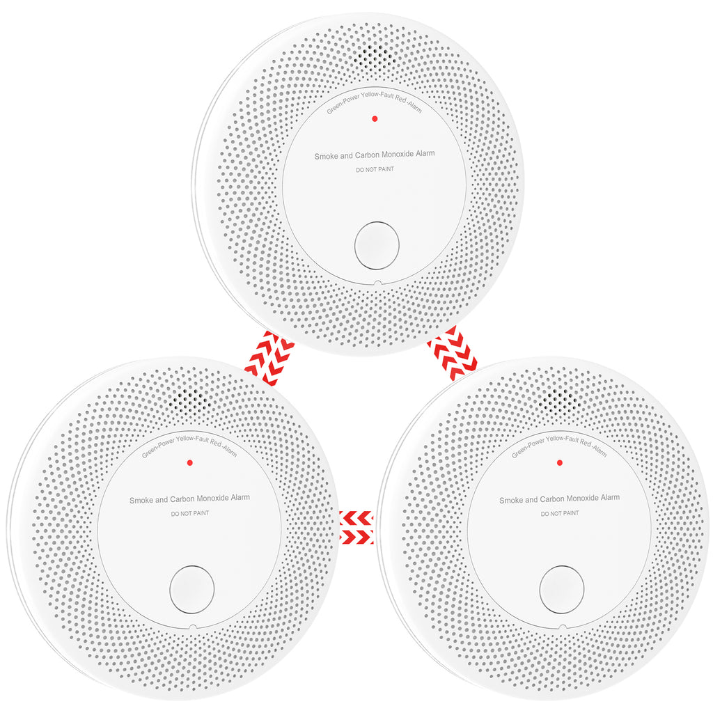 Wireless Interlinked Combo Smoke and Carbon Monoxide Detector , 10-Year Battery Smoke Alarm CO Detector VCS61F