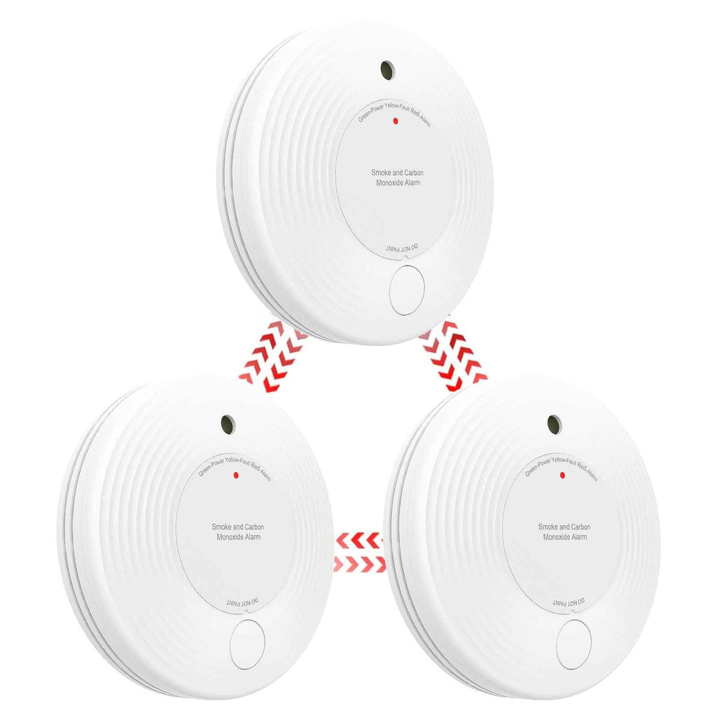 Wireless Interlinked Combo Smoke and Carbon Monoxide Detector , 10-Year Battery Smoke Alarm CO Detector VCS51F