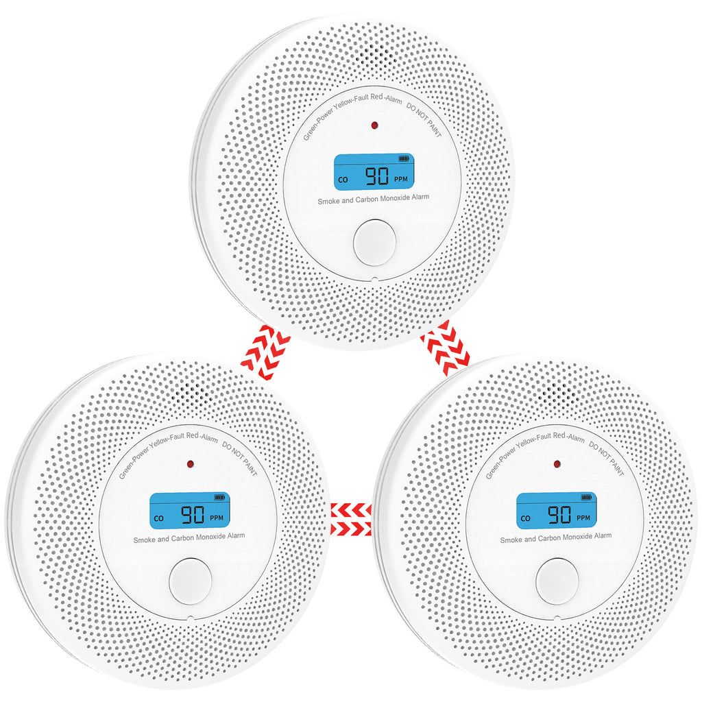 Wireless Interlinked Combo Smoke and Carbon Monoxide Detector , 10-Year Battery Smoke Alarm CO Detector VCS62F