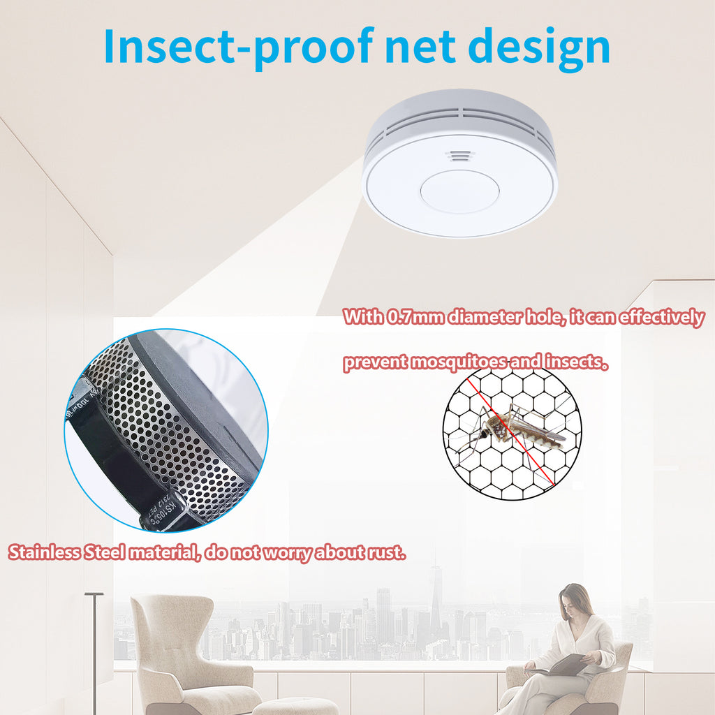 WiFi Smart Smoke Detector with Tuya App control, Wi-Fi Smoke Alarm with Sealed 10-Year Li-Battery, CE EN 14604, VS01W