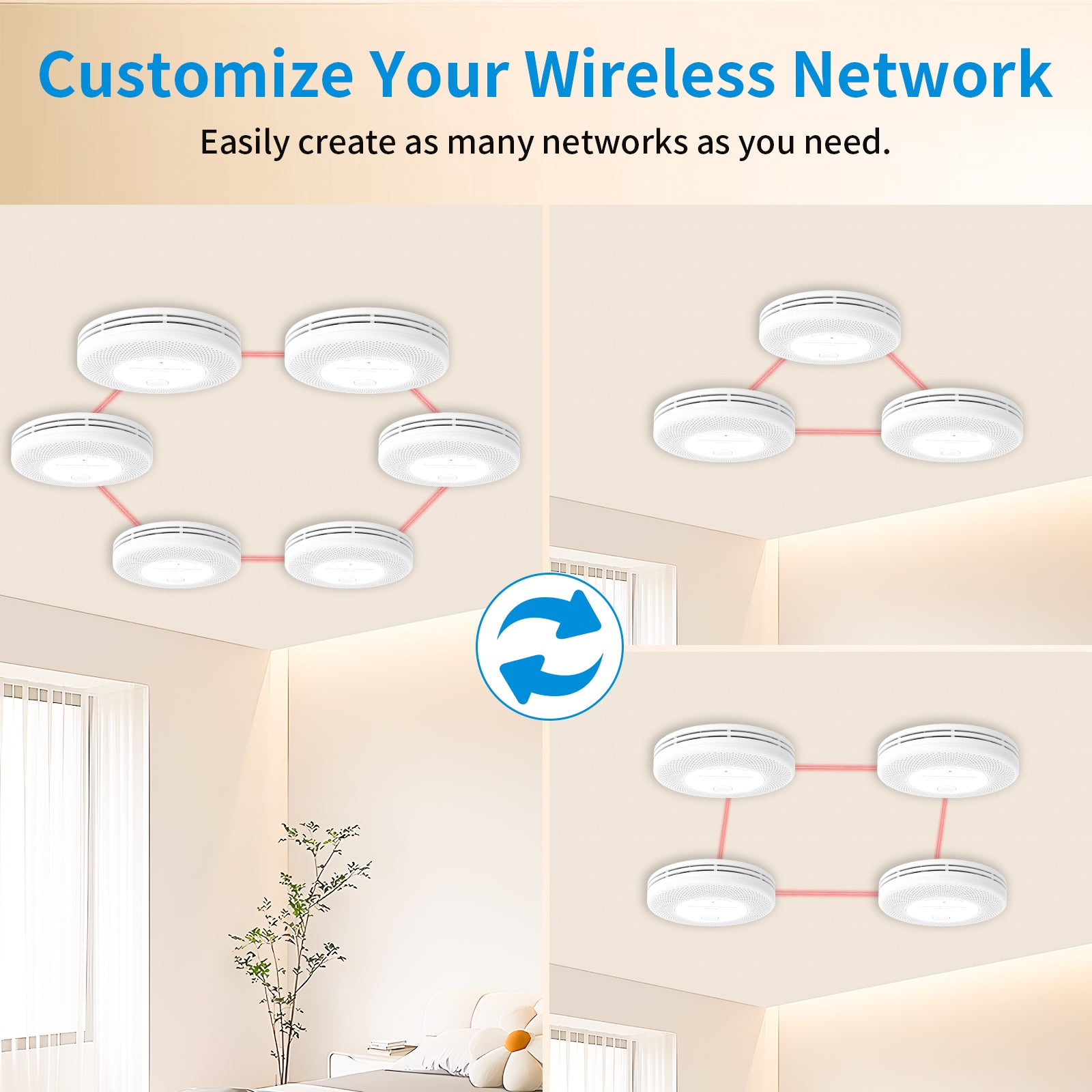 Wireless Interlinked Combo Smoke and Carbon Monoxide Detector , 10-Year Battery Smoke Alarm CO Detector VCS61F
