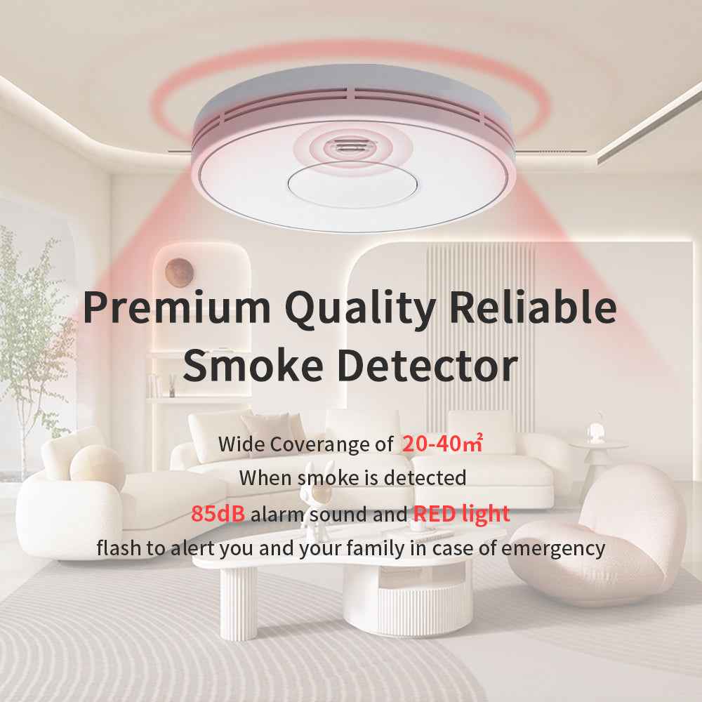 Wireless Interlinked Smoke Alarm 10 Years Battery Interconnected Smoke Detector with LED Indicator & Silence Button VS01F