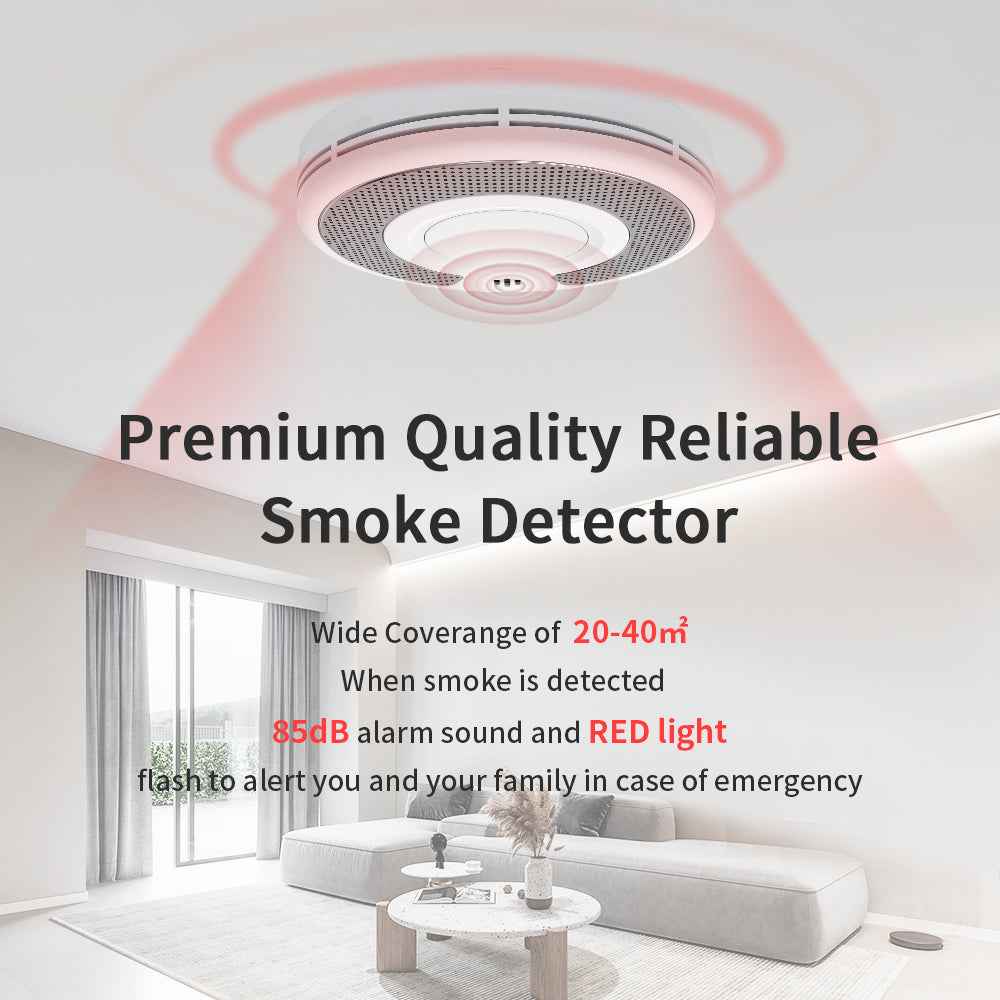Wireless Interlinked Smoke Alarm 10 Years Battery Interconnected Smoke Detector with LED Indicator & Silence Button VS03F