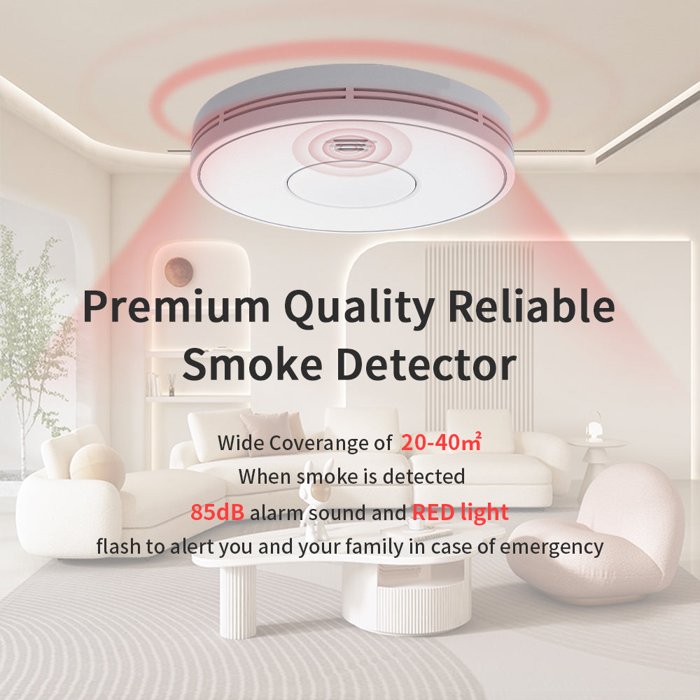 WiFi Smart Smoke Detector with Tuya App control, Wi-Fi Smoke Alarm with Sealed 10-Year Li-Battery, CE EN 14604, VS01W