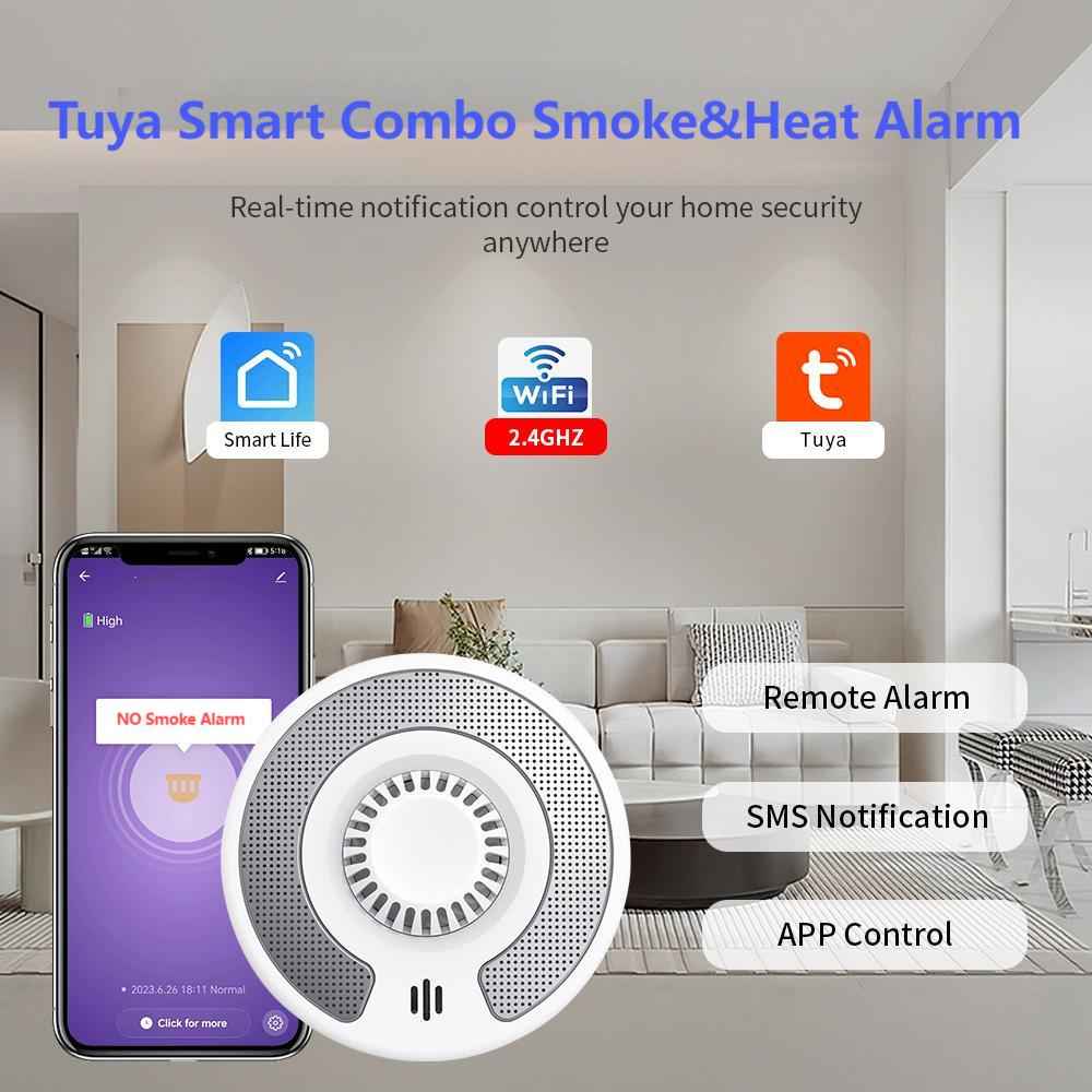 Combination Smoke and Heat Detector, 2 in 1 Dual Sensor Fire Alarm with 10 years sealed battery, Standalone Fire Detector, VSH03