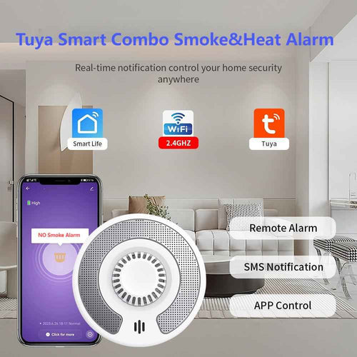 Combination Smoke and Heat Detector, 2 in 1 Dual Sensor Fire Alarm with 10 years sealed battery, Standalone Fire Detector, VSH03