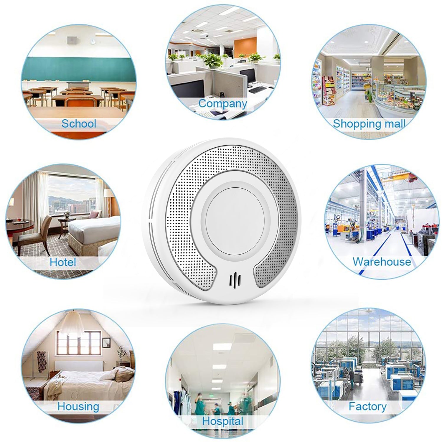 Wireless Interlinked Smoke Alarm 10 Years Battery Interconnected Smoke Detector with LED Indicator & Silence Button VS03F