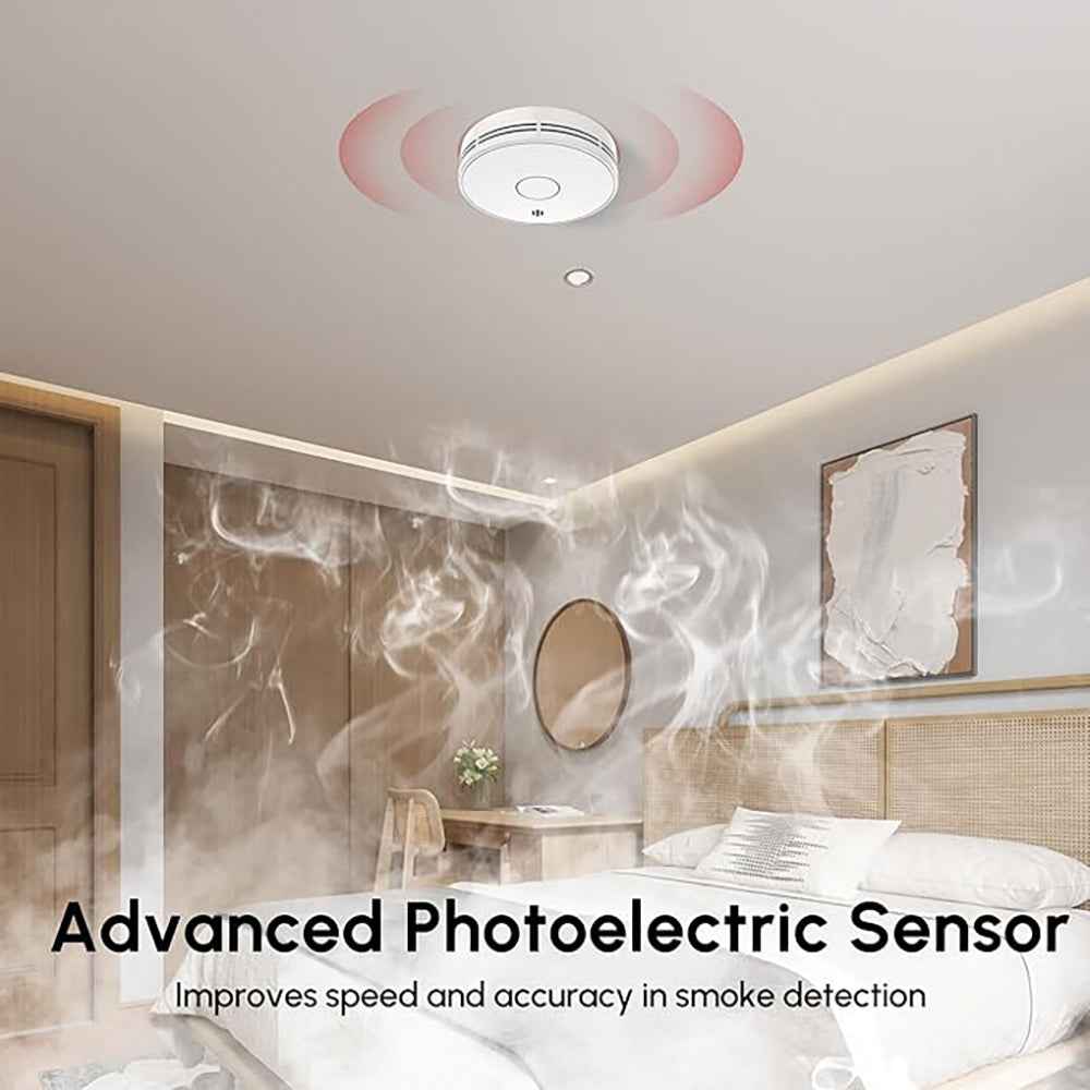 Wireless Interlinked Smoke Alarm 10 Years Battery Interconnected Smoke Detector with LED Indicator & Silence Button VS02F