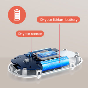 Wi-Fi Smart CO Detector with Tuya APP Control, WiFi Carbon Monoxide Alarm with long-life Li-Battery, EN50291/CE VC21W