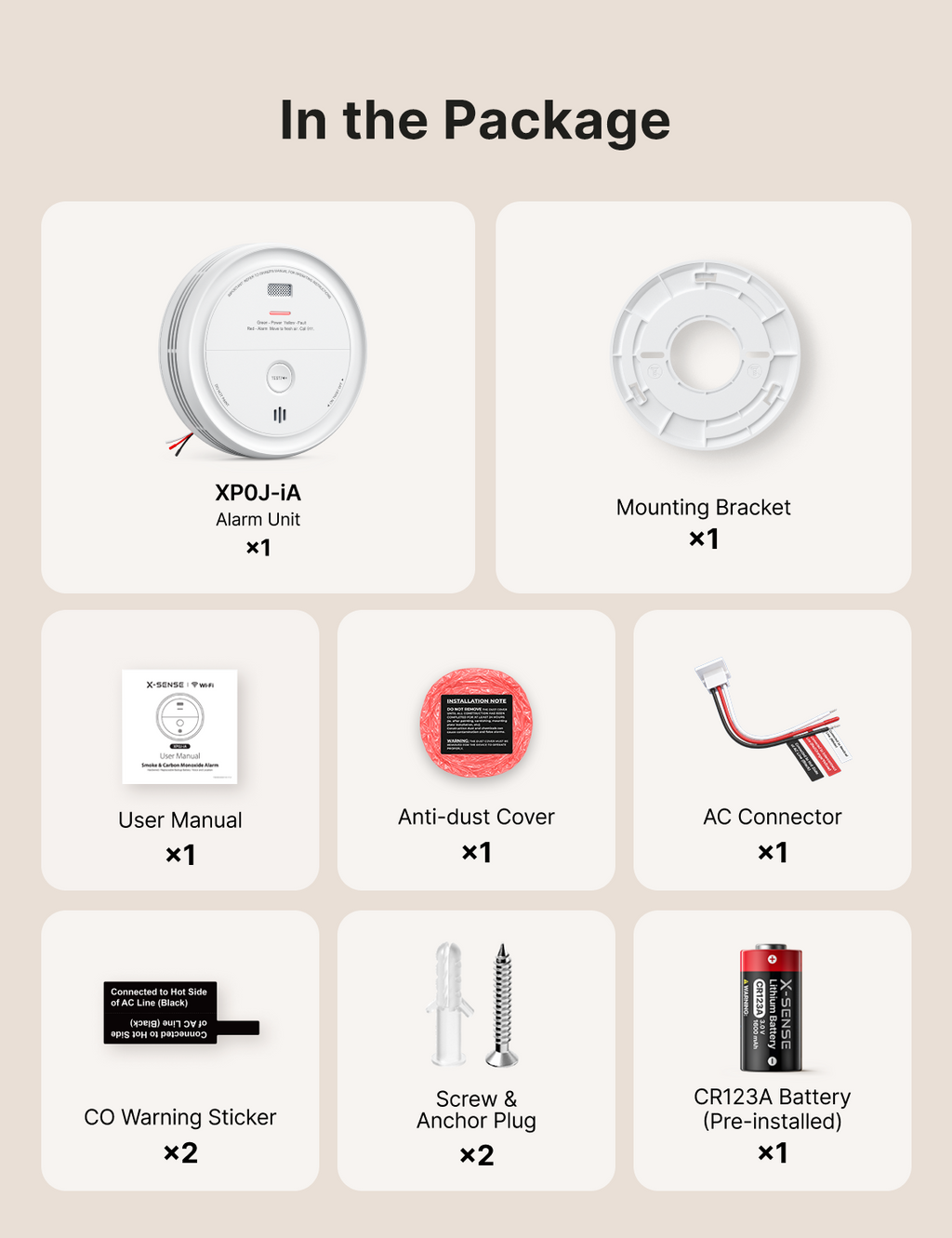 XP0J-iA Smart Hardwired Smoke and CO Alarm with Voice Alerts