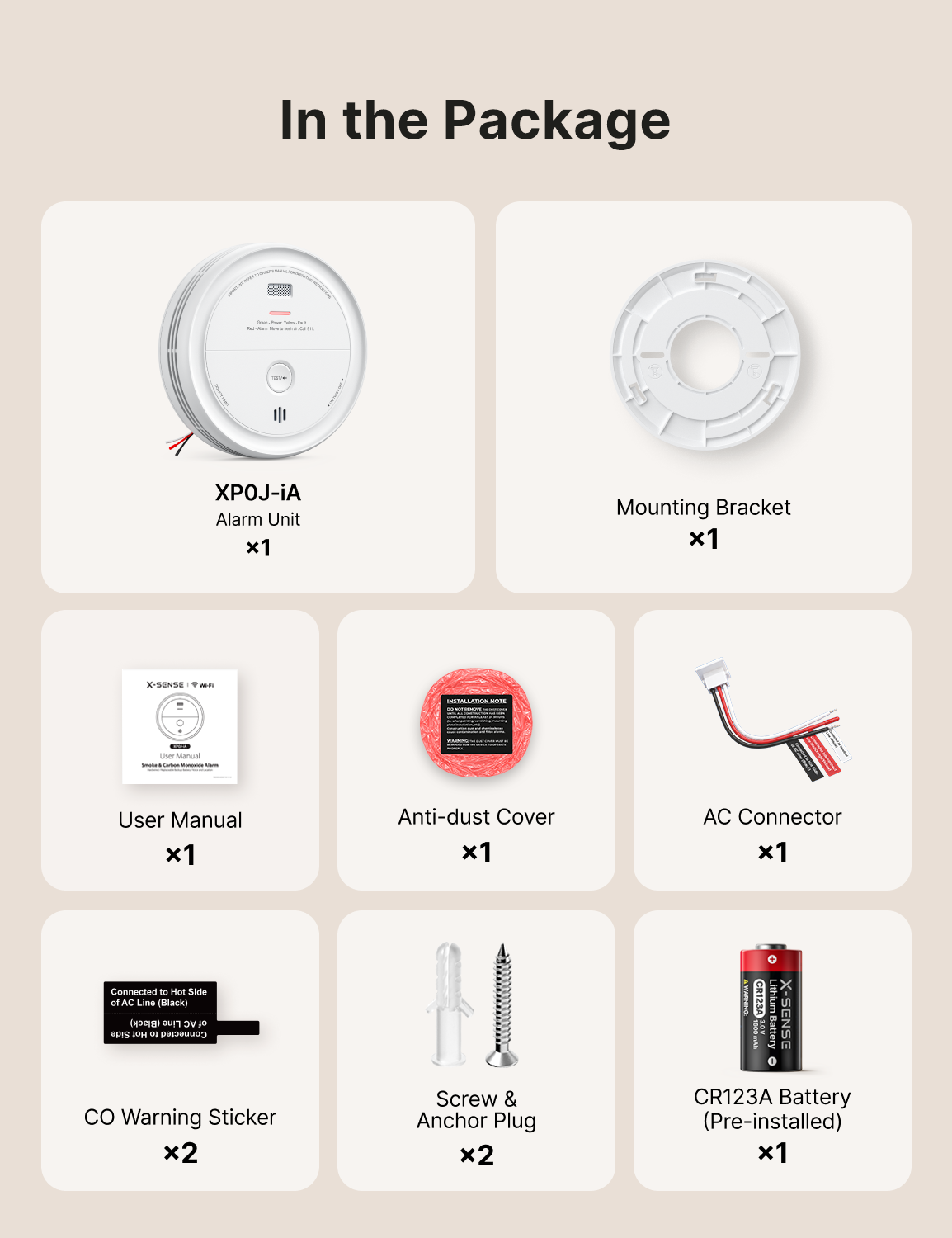 XP0J-iA Smart Hardwired Smoke and CO Alarm with Voice Alerts