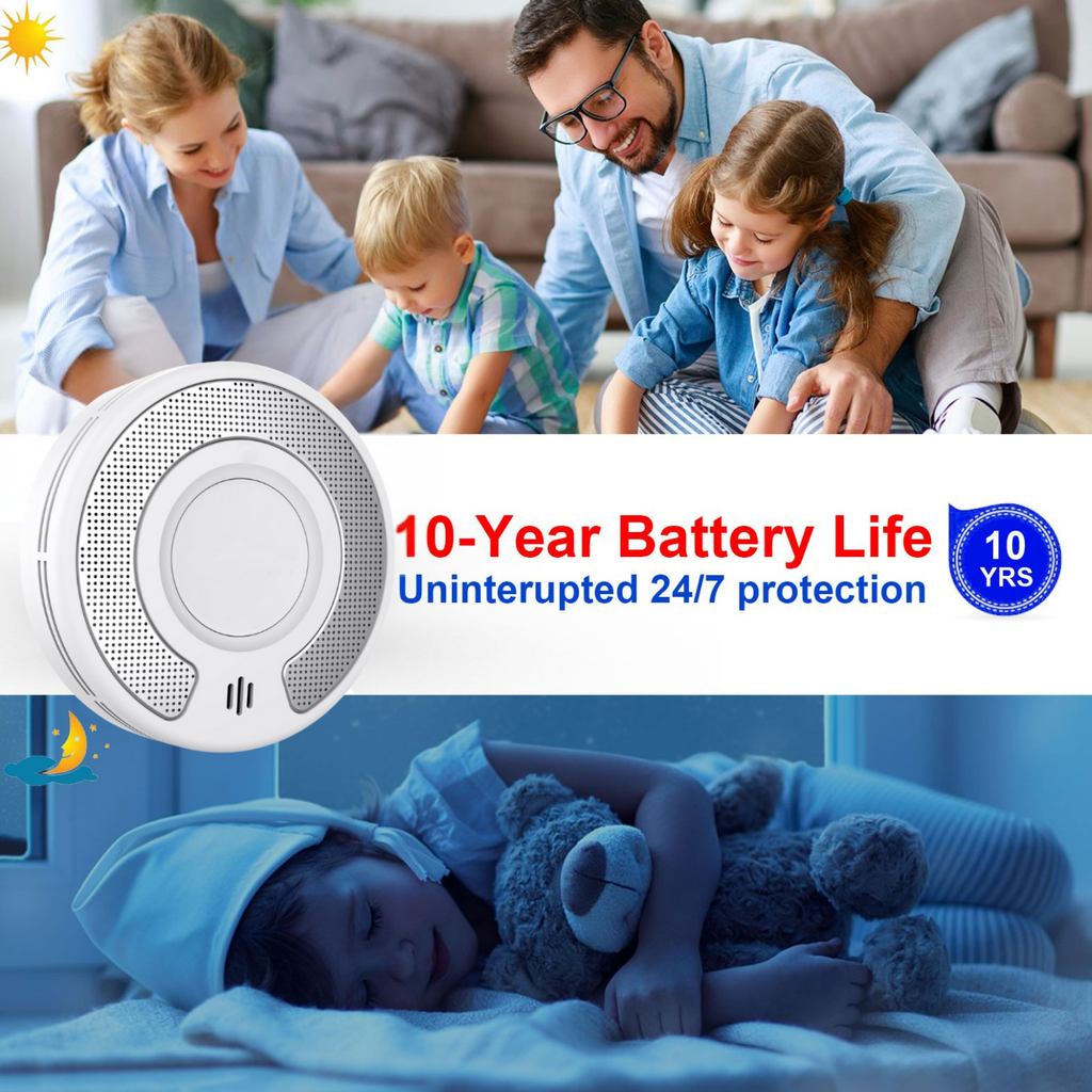 Standalone Smoke Detector with 10-Year Lithium Battery, Photoelectric Smoke Alarm, CE, UKCA, DIN EN 14604, VS03