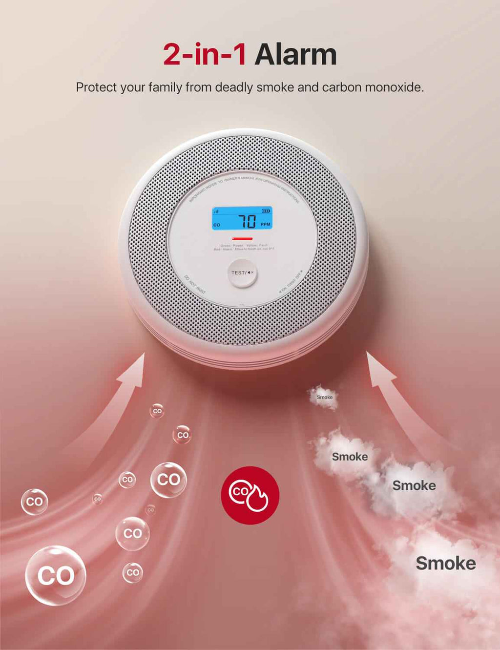 XP0A-iR Smart Smoke and CO Alarm with Voice Alert & App | X-Sense