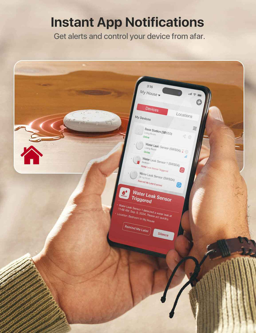 SWS0A Wi-Fi Water Leak Alarm with Smart App Control | X-Sense