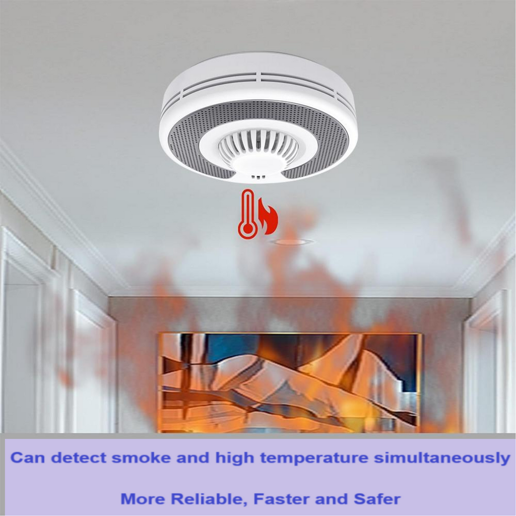 Combination Smoke and Heat Detector, 2 in 1 Dual Sensor Fire Alarm with 10 years sealed battery, Standalone Fire Detector, VSH03