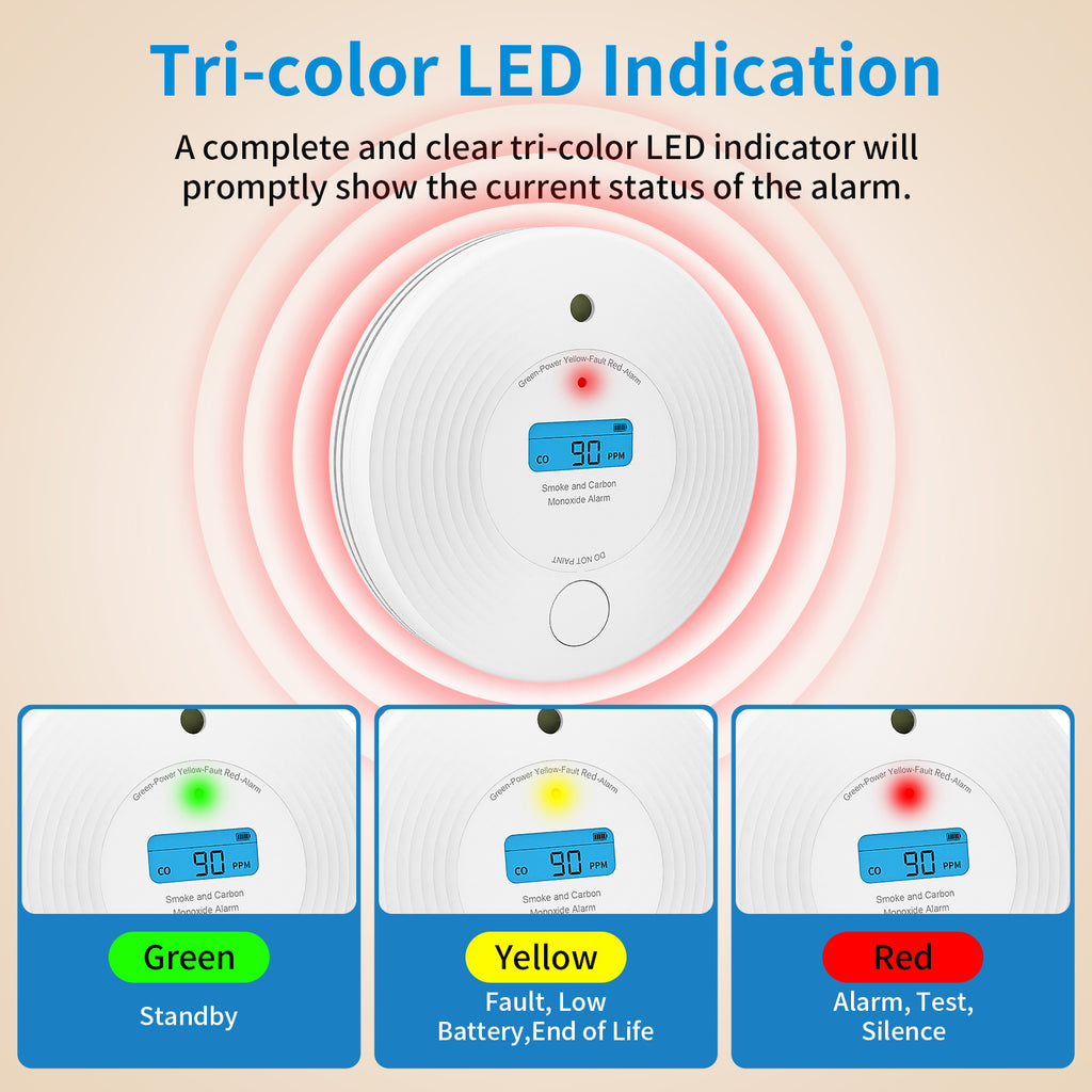 Smart Wifi Smoke & Carbon Monoxide Detector Combination Alarms with 10 Years Battery life VCS52W