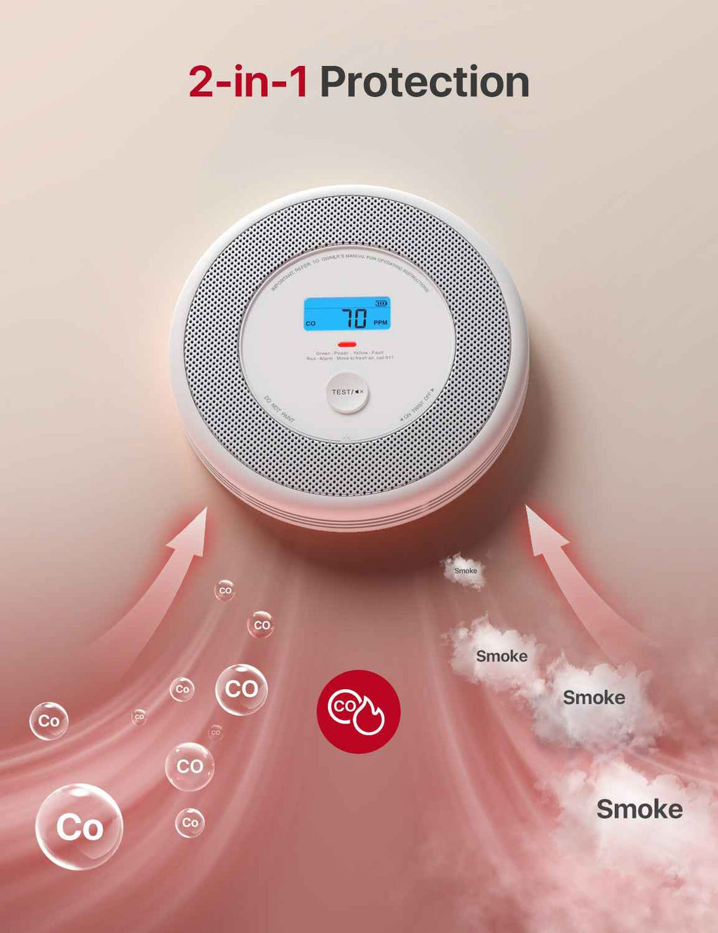 XP0A-SR Standalone Smoke and CO Alarm with Voice Alerts