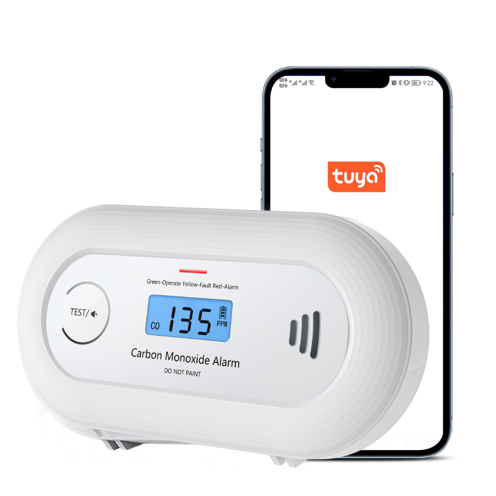 Wi-Fi Smart CO Detector with Tuya APP Control, WiFi Carbon Monoxide Alarm with long-life Li-Battery, EN50291/CE VC21W