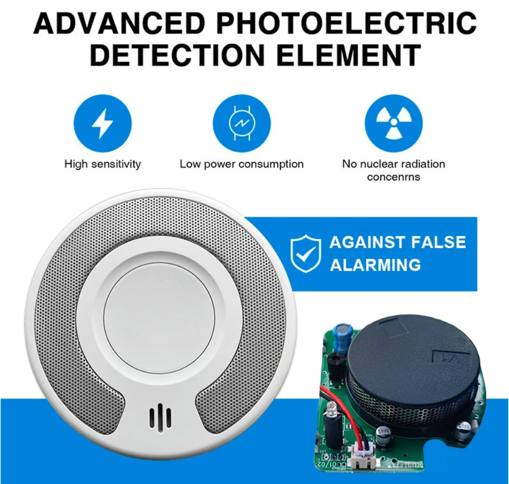 Standalone Smoke Detector with 10-Year Lithium Battery, Photoelectric Smoke Alarm, CE, UKCA, DIN EN 14604, VS03