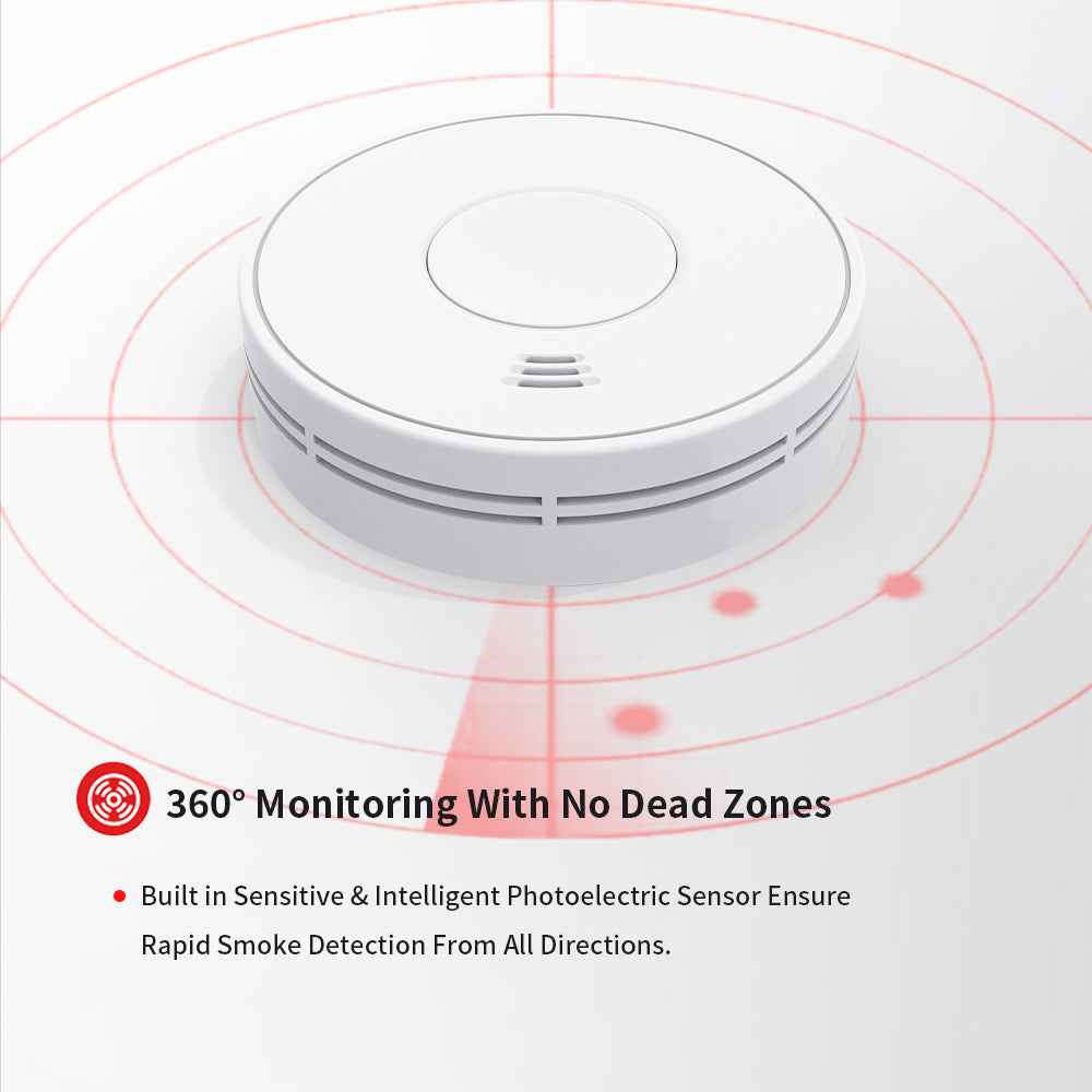 Wireless Interlinked Smoke Alarm 10 Years Battery Interconnected Smoke Detector with LED Indicator & Silence Button VS01F