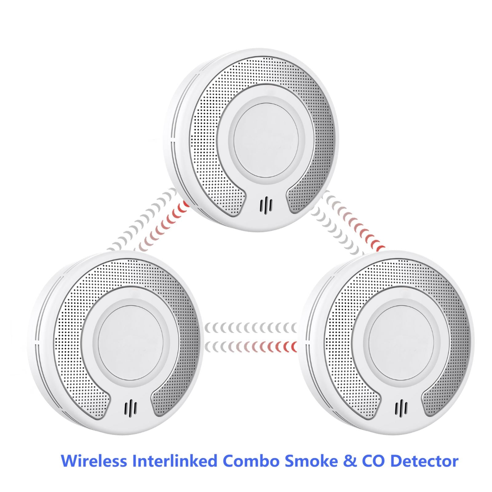 Wireless Interlinked Combo Smoke and Carbon Monoxide Detector , 10-Year Battery Smoke Alarm CO Detector with Large Test/Silence Button, VSC03F