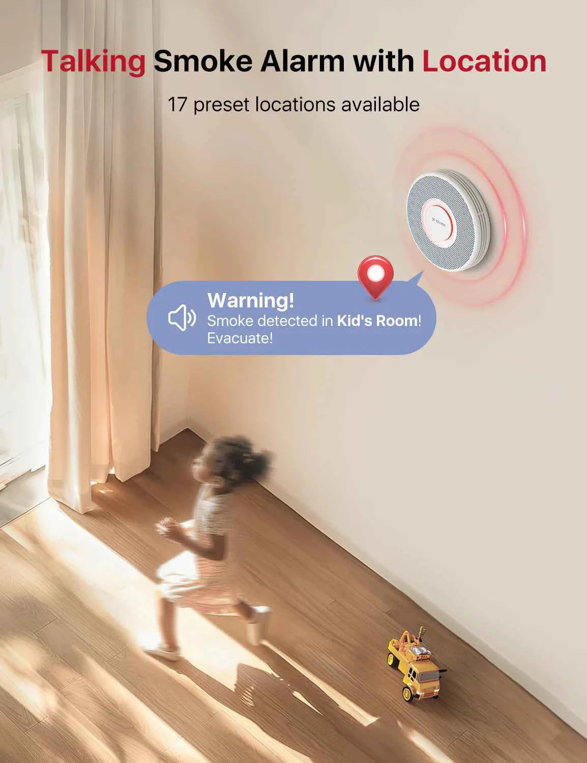 XS0B-MR Interconnected Smart Smoke Alarm with Voice Alerts