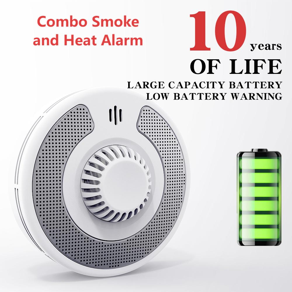 Combination Smoke and Heat Detector, 2 in 1 Dual Sensor Fire Alarm with 10 years sealed battery, Standalone Fire Detector, VSH03