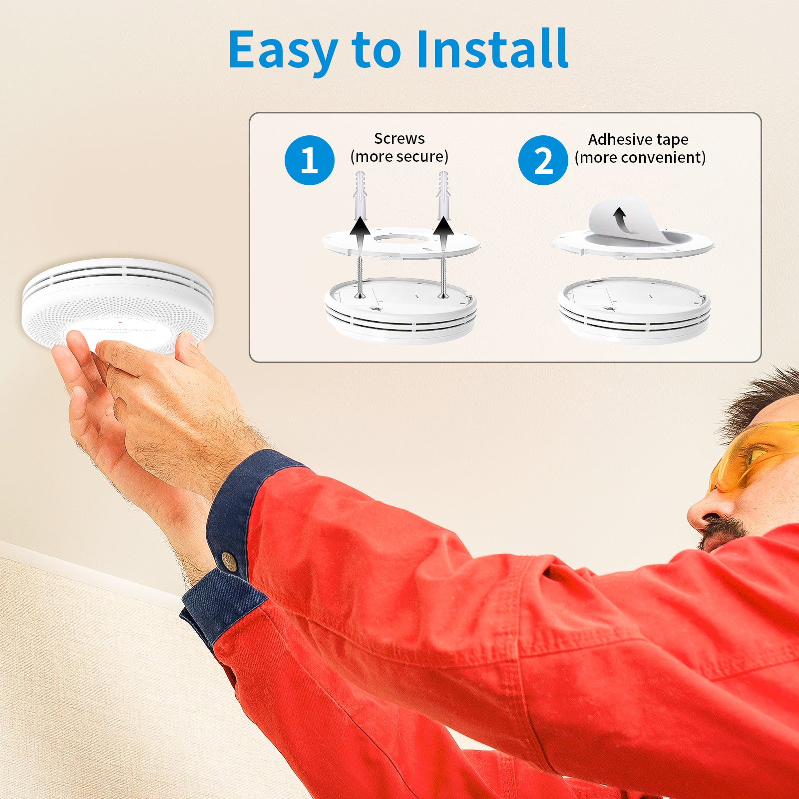 Wireless Interlinked Combo Smoke and Carbon Monoxide Detector , 10-Year Battery Smoke Alarm CO Detector VCS61F