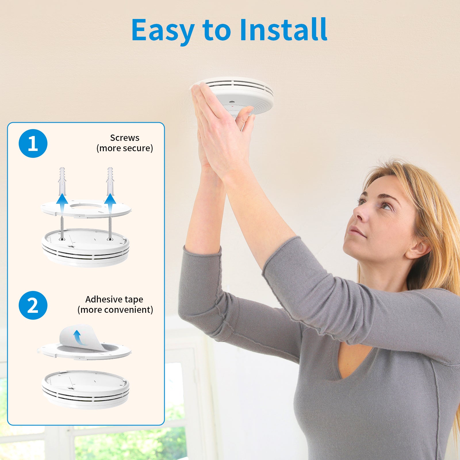 Smart Wifi Smoke & Carbon Monoxide Detector Combination Alarms with 10 Years Battery life VCS51W
