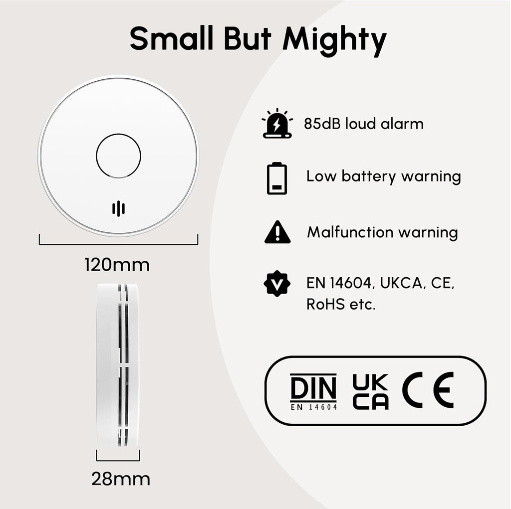 Wireless Interlinked Smoke Alarm 10 Years Battery Interconnected Smoke Detector with LED Indicator & Silence Button VS02F