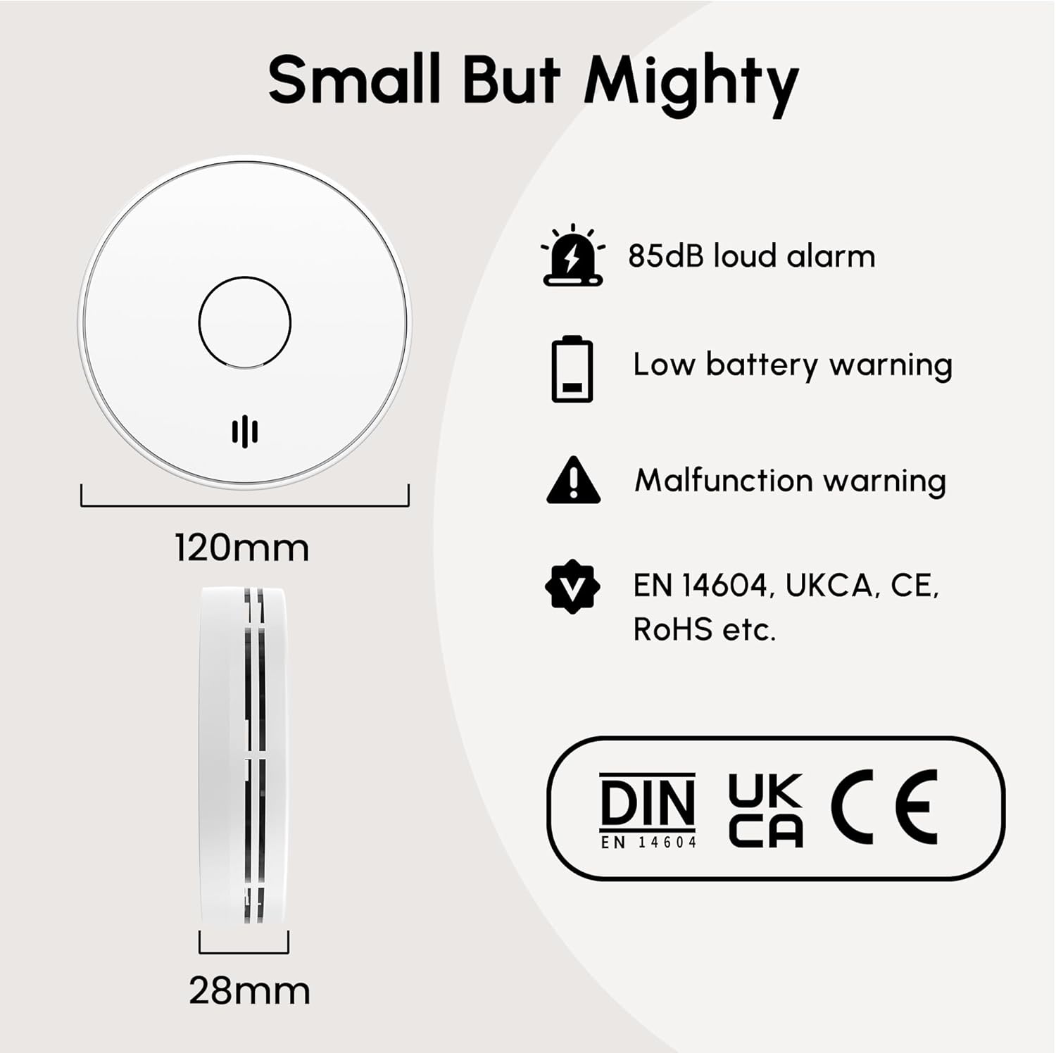 Wireless Interlinked Smoke Alarm 10 Years Battery Interconnected Smoke Detector with LED Indicator & Silence Button VS02F