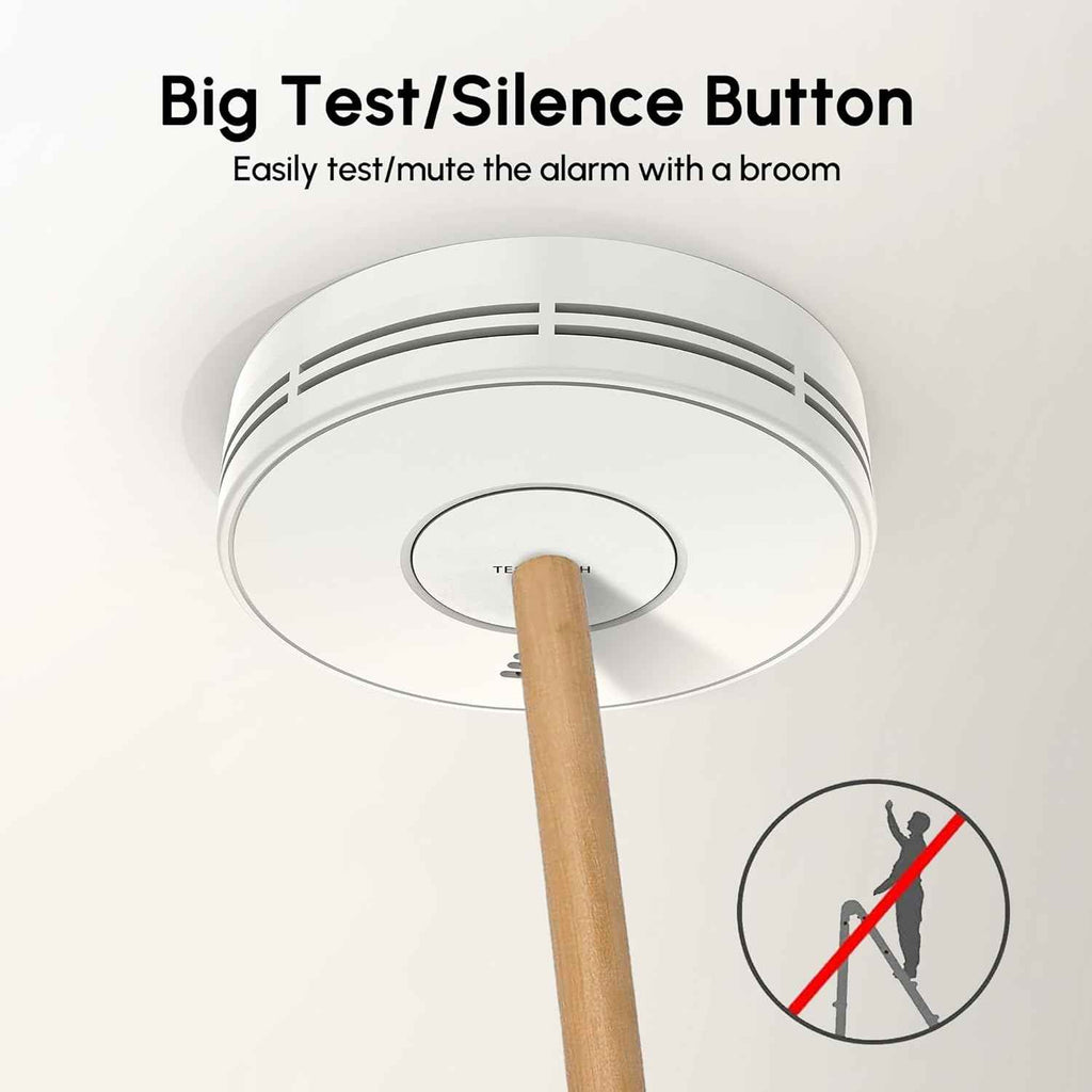 Combination Smoke and Carbon Monoxide Alarm, 10-Year Battery Smoke Alarm CO Detector with Large Test/Silence Button, Adhesive or Screw Installation, VCS01
