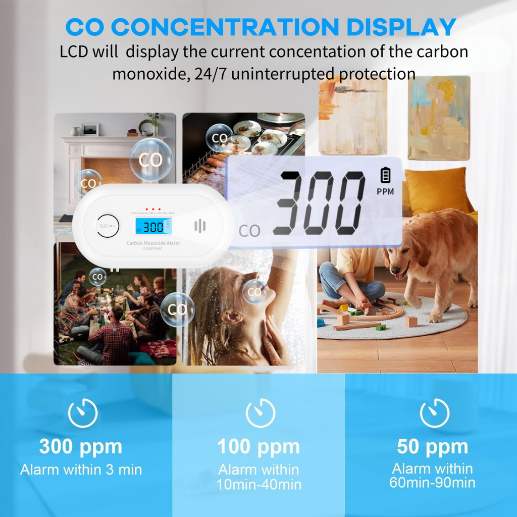 Wireless Interlinked Carbon Monoxide Alarm, Wireless interconnected CO Detector with 10 Years Battery EN50291-CE VC21F（副本）