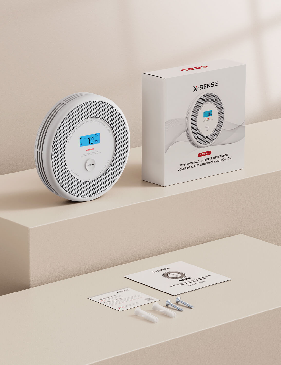 XP0A-iR Smart Smoke and CO Alarm with Voice Alert & App | X-Sense