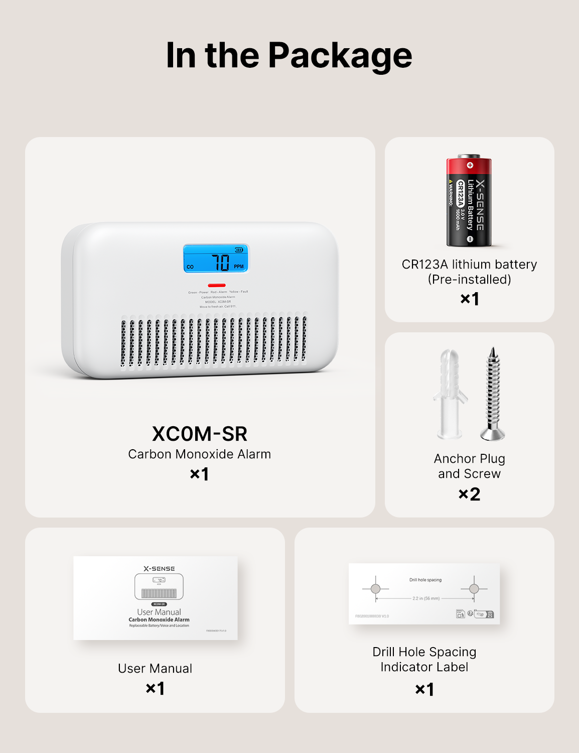 XC0M-SR Standalone Carbon Monoxide Alarm