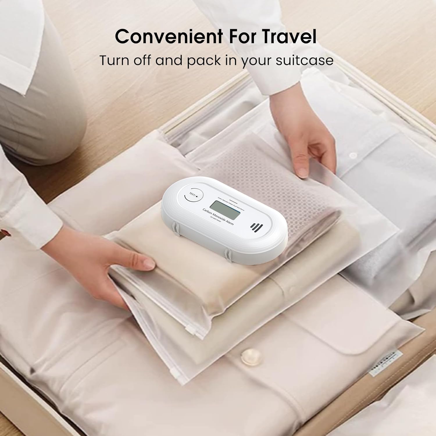 Carbon Monoxide Alarm with Digital LCD Display and Test Button, CO Detector with 10-Year Life Battery, EN 50291, VC21（副本）