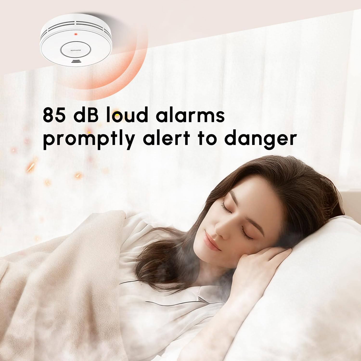 Combination Smoke and Carbon Monoxide Alarm, 10-Year Battery Smoke Alarm CO Detector with Large Test/Silence Button, Adhesive or Screw Installation, VCS01