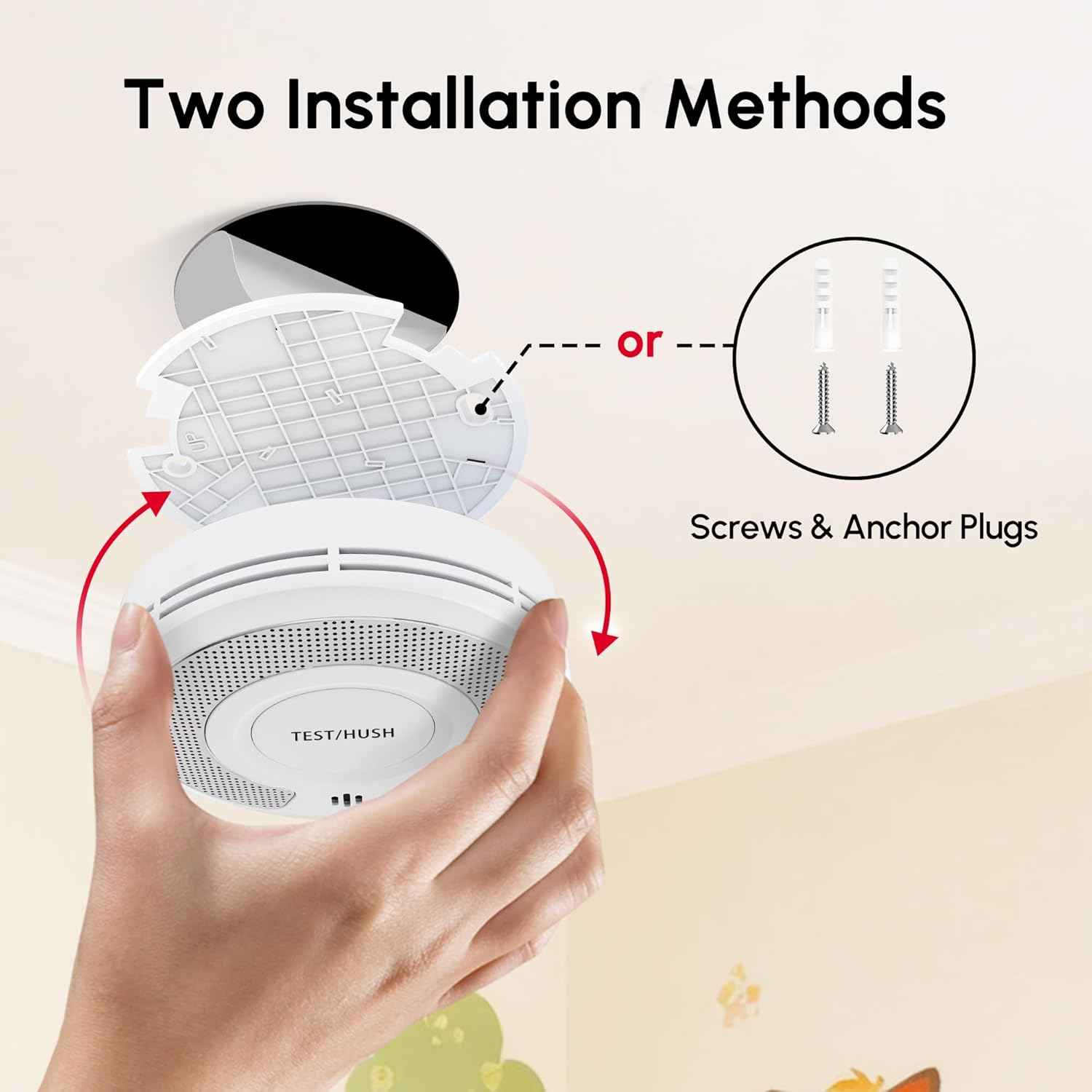 Combo Smoke and Carbon Monoxide Detector , 10-Year Battery Smoke Alarm CO Detector with Large Test/Silence Button, Adhesive or Screw Installation, VSC03（副本）