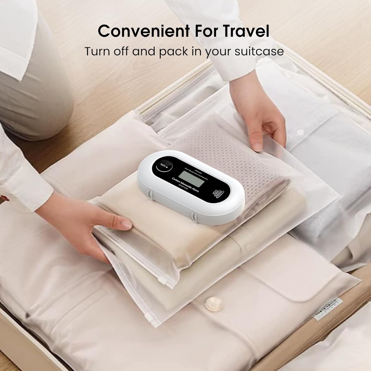 Carbon Monoxide Alarm with Digital LCD Display and Test Button, CO Detector with 10-Year Life Battery, EN 50291, VC21