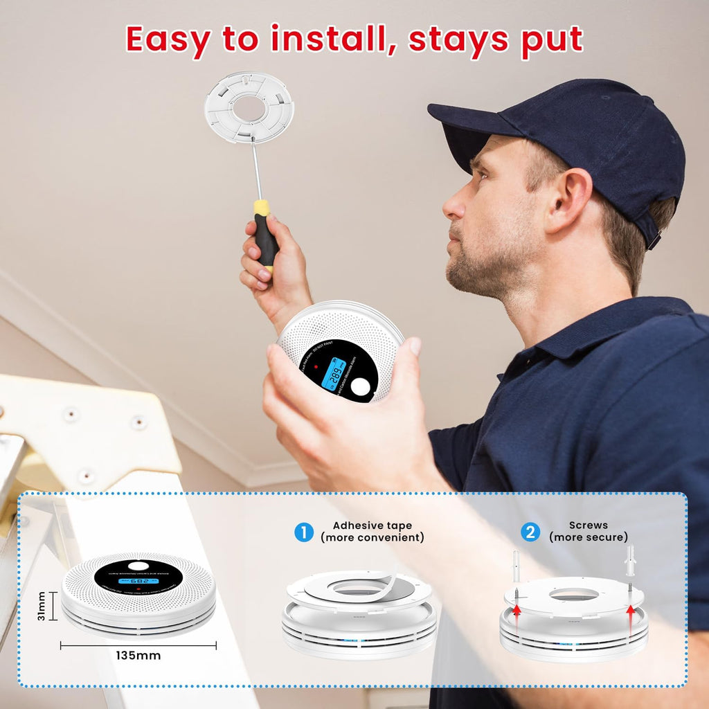 Combo Smoke and Carbon Monoxide Detector , 10-Year Battery Smoke Alarm CO Detector with Voice Alert VCS62