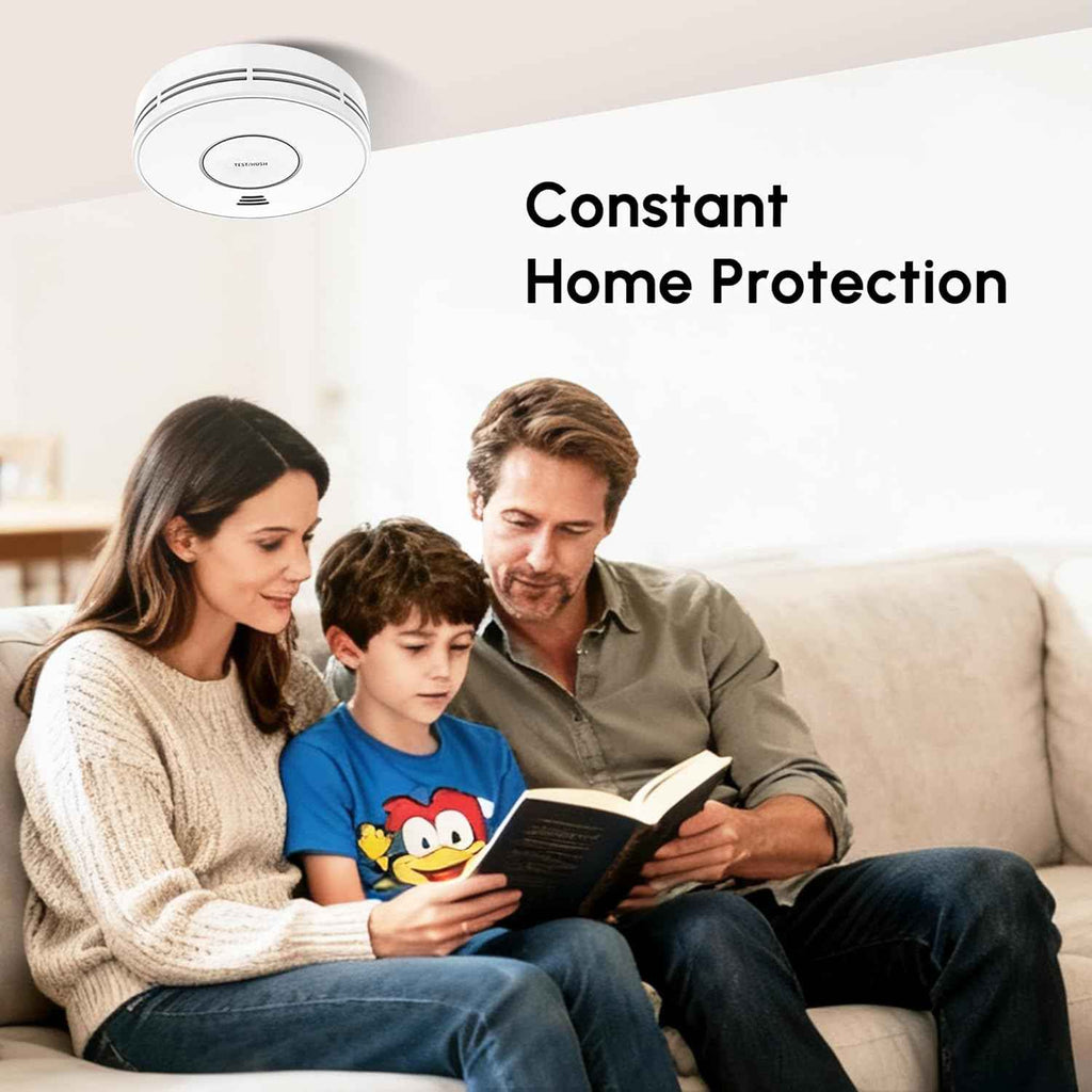 Combination Smoke and Carbon Monoxide Alarm, 10-Year Battery Smoke Alarm CO Detector with Large Test/Silence Button, Adhesive or Screw Installation, VCS01（副本）