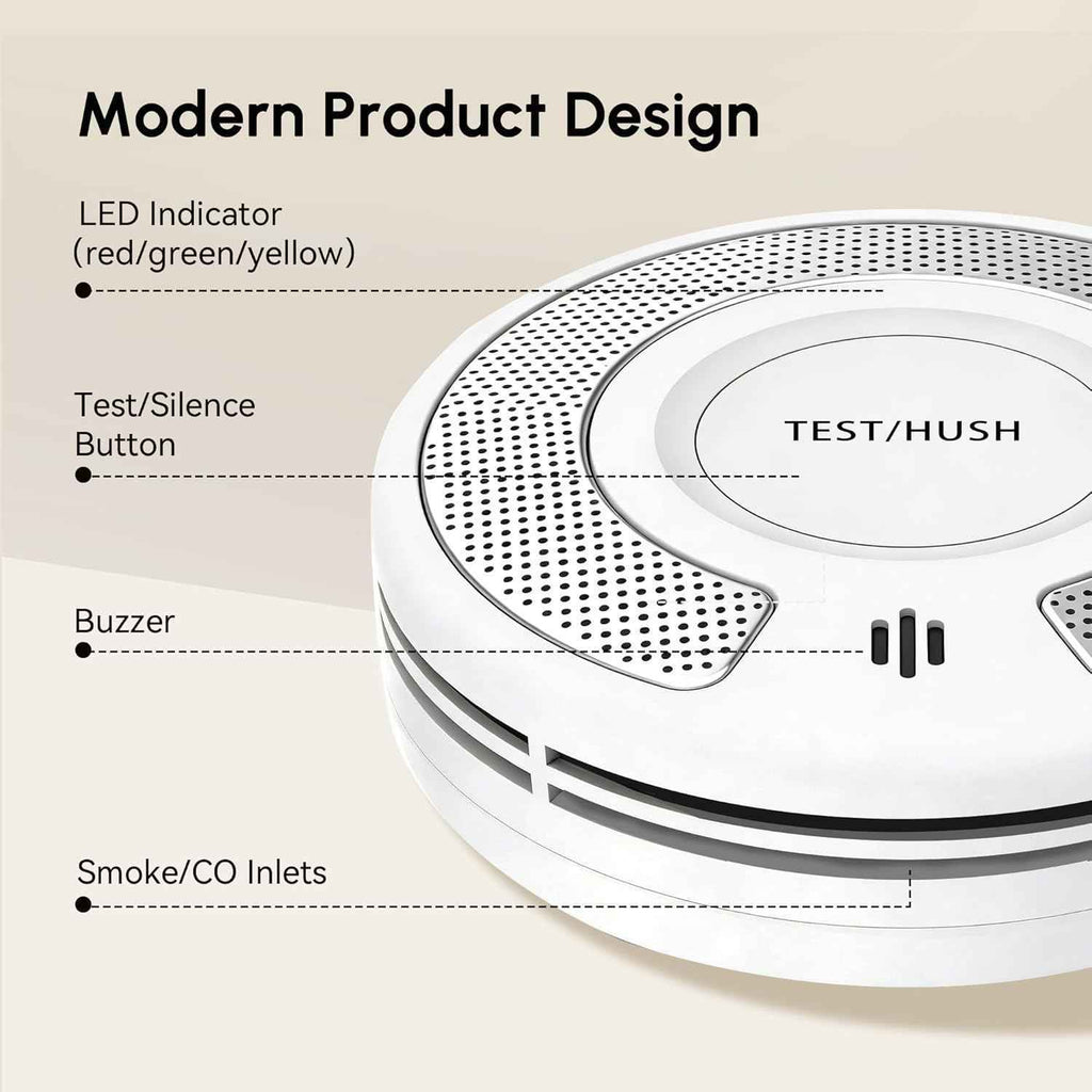 Combo Smoke and Carbon Monoxide Detector , 10-Year Battery Smoke Alarm CO Detector with Large Test/Silence Button, Adhesive or Screw Installation, VSC03（副本）