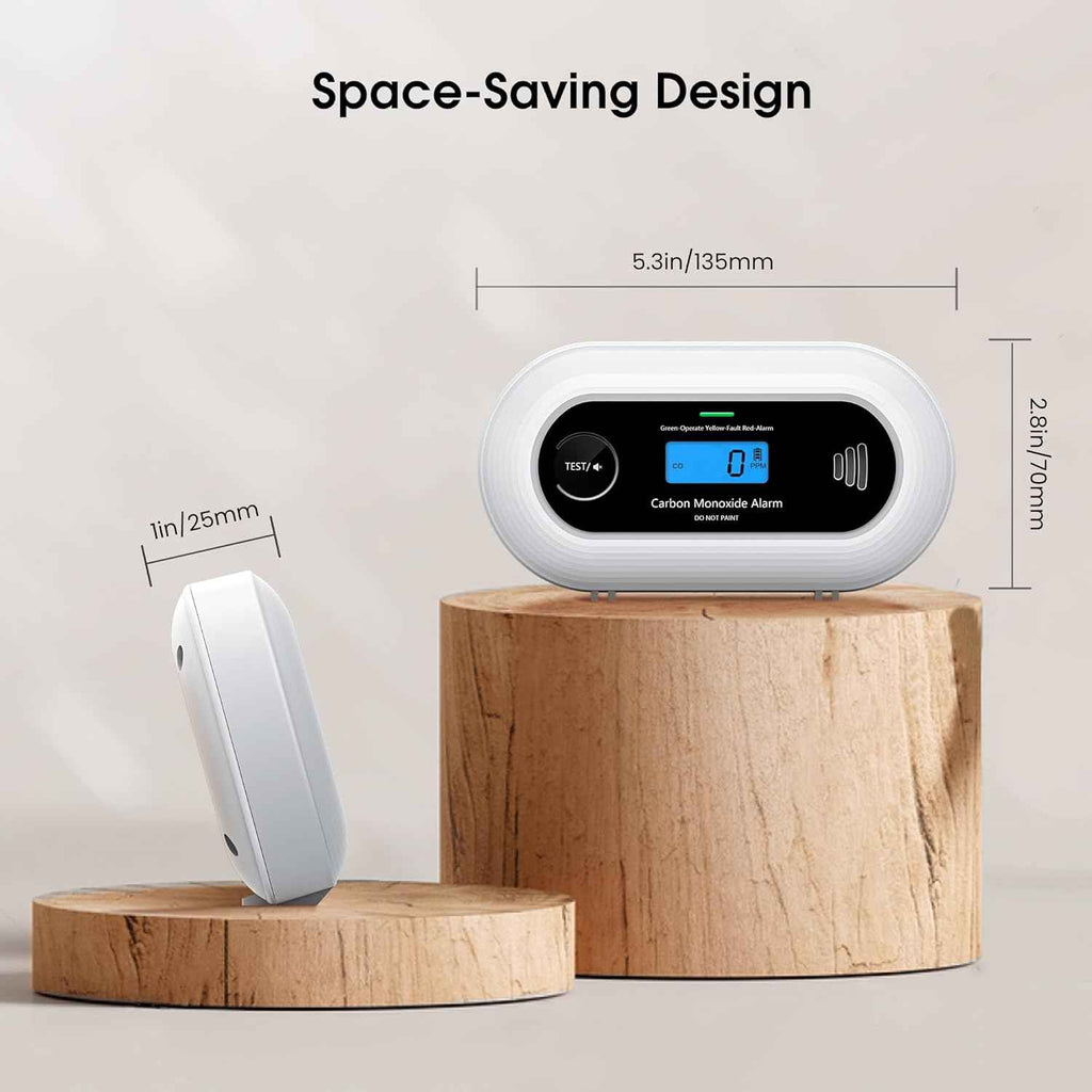 Carbon Monoxide Alarm with Digital LCD Display and Test Button, CO Detector with 10-Year Life Battery, EN 50291, VC21
