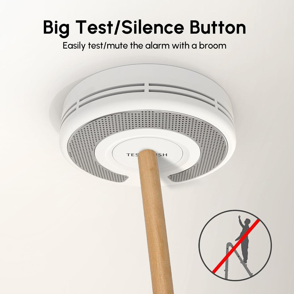 Combo Smoke and Carbon Monoxide Detector , 10-Year Battery Smoke Alarm CO Detector with Large Test/Silence Button, Adhesive or Screw Installation, VSC03