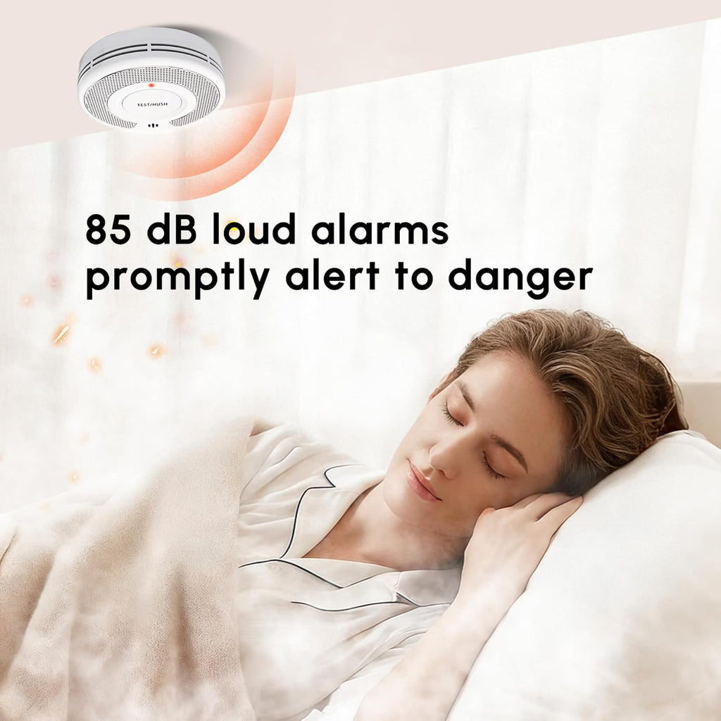 Combo Smoke and Carbon Monoxide Detector , 10-Year Battery Smoke Alarm CO Detector with Large Test/Silence Button, Adhesive or Screw Installation, VSC03