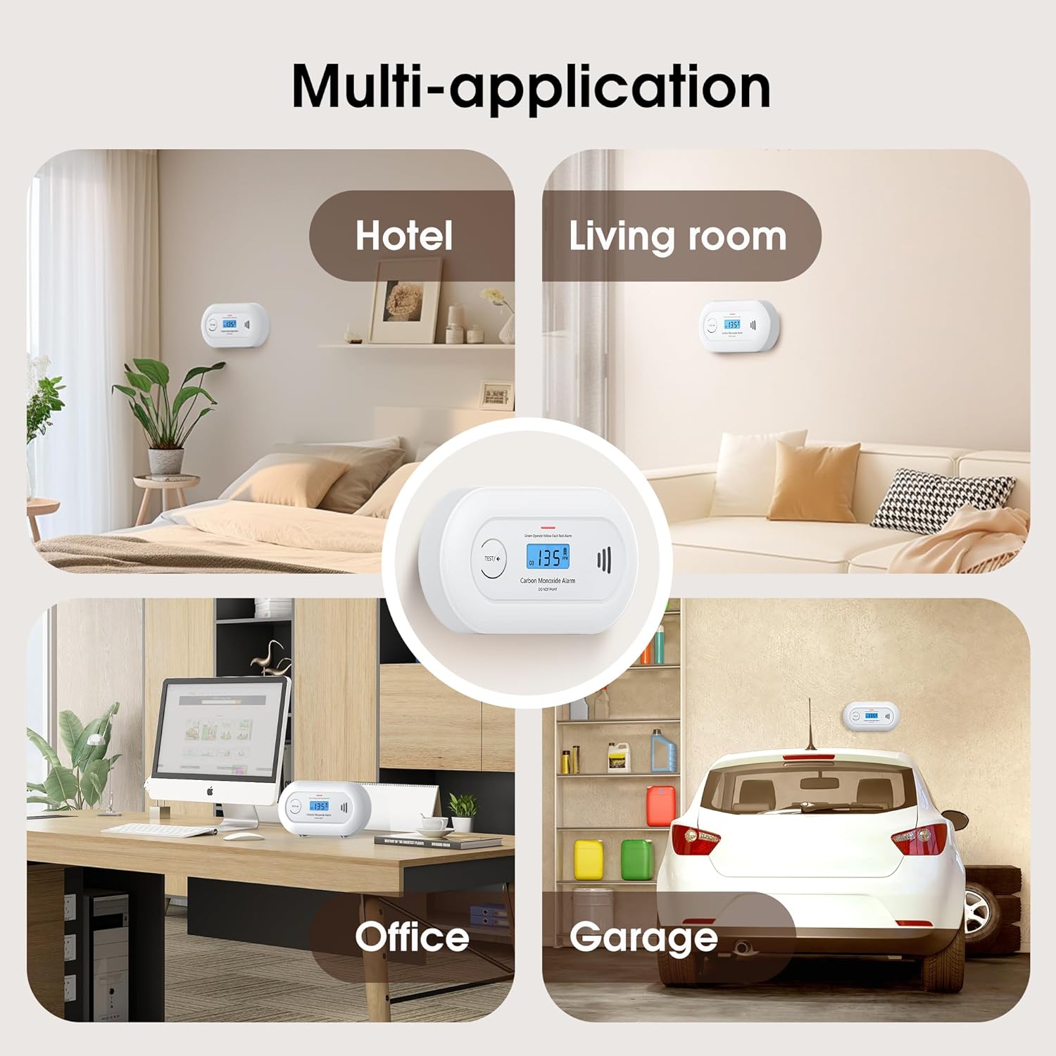 Carbon Monoxide Alarm with Digital LCD Display and Test Button, CO Detector with 10-Year Life Battery, EN 50291, VC21（副本）
