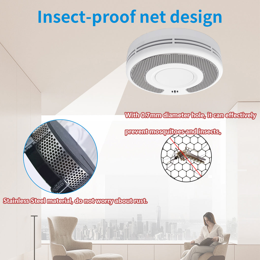 WiFi Smart Smoke Detector with Tuya App control, Wi-Fi Smoke Alarm with Sealed 10-Year Li-Battery, CE EN 14604, VS03W