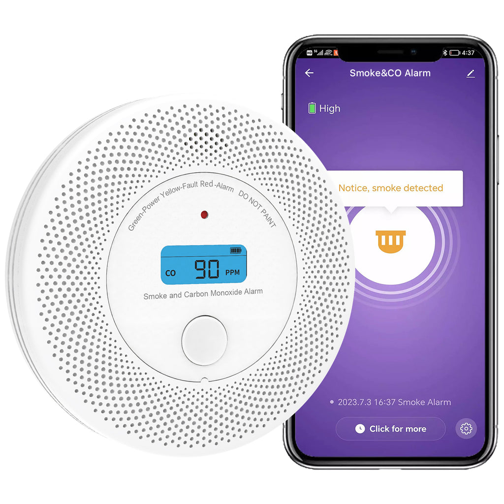 Smart Wifi Smoke & Carbon Monoxide Detector Combination Alarms with 10 Years Battery life VCS62W
